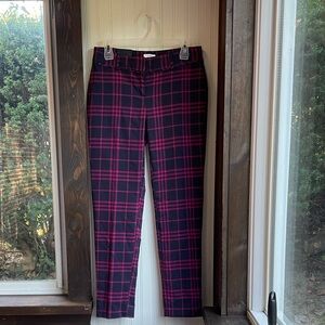 Crown & Ivy Womens plaid pants dark blue and pink